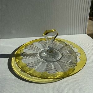 Flint Adoria Center Handle Tidbit Tray c 1920's